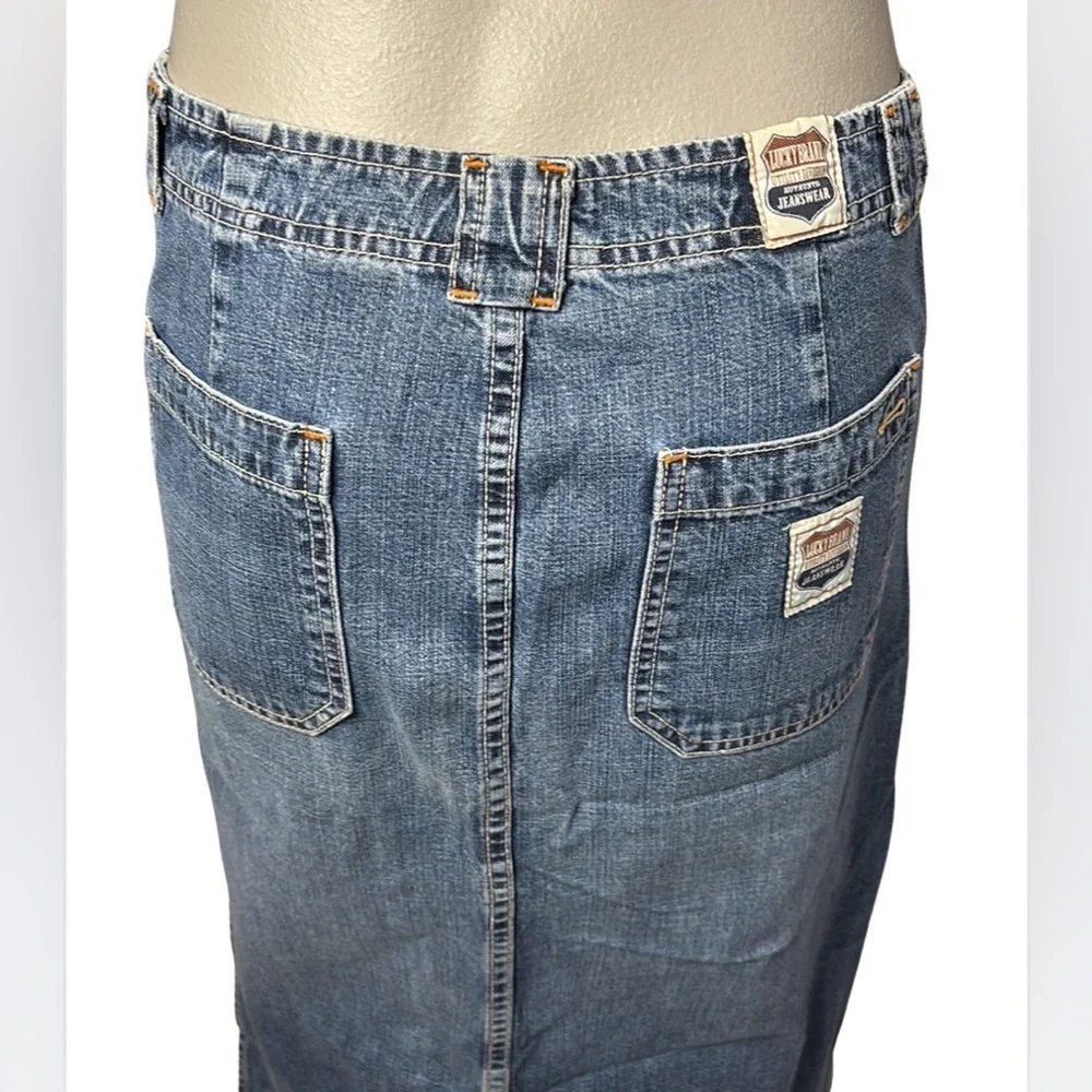 Lucky Brand Denim Maxi Skirt | Vintage Style | Size 4/27 | Side Slits - Picture 9 of 16